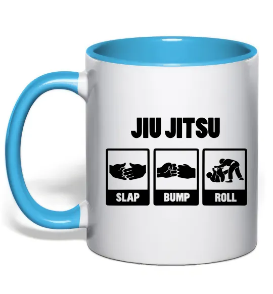 Чашка з кольоровою ручкою Jiu Jitsu Блакитний фото