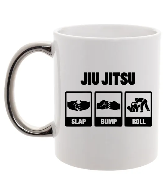 Чашка з кольоровою ручкою Jiu Jitsu Срібло фото