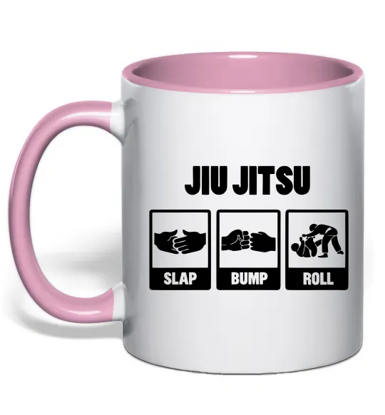 Чашка з кольоровою ручкою Jiu Jitsu Ніжно рожевий фото