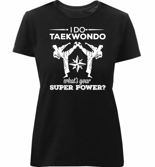 Женская премиум футболка I do taekwondo Черный фото