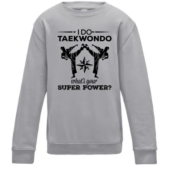 Детский Свитшот I do taekwondo Серый меланж фото