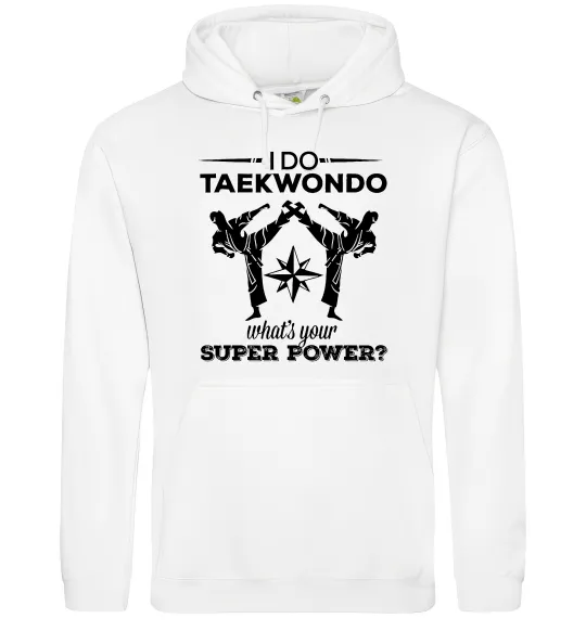 Мужская толстовка (худи) I do taekwondo Белый фото
