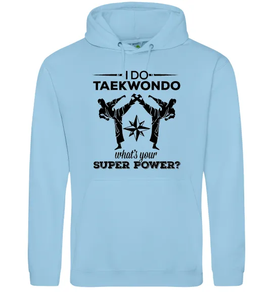 Мужская толстовка (худи) I do taekwondo Голубой фото