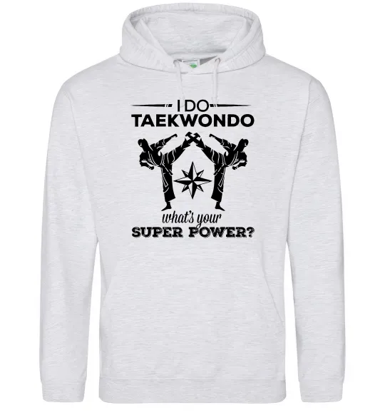 Женская толстовка (худи) I do taekwondo Серый меланж фото