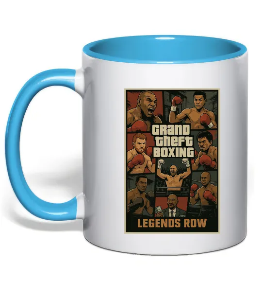 Чашка с цветной ручкой Grand Theft boxing Голубой фото
