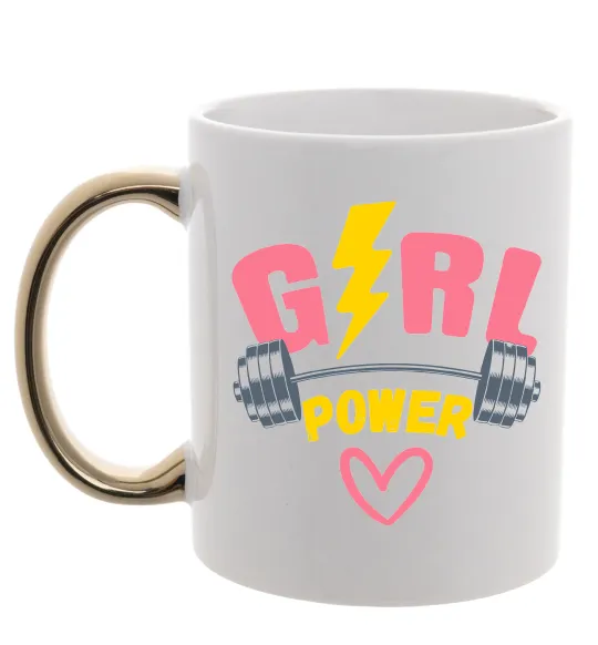 Чашка с цветной ручкой Girl power Золото фото