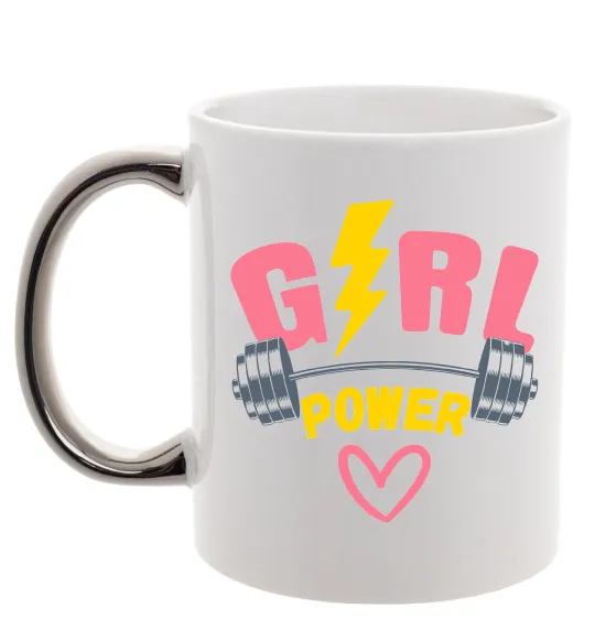 Чашка с цветной ручкой Girl power Серебро фото