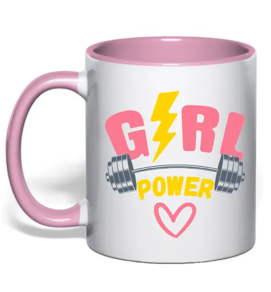 Чашка с цветной ручкой Girl power Нежно розовый фото