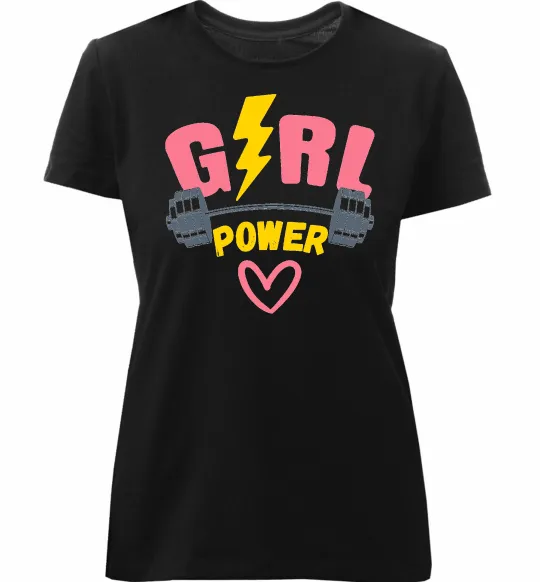 Женская премиум футболка Girl power Черный фото