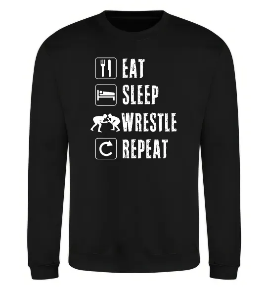 Світшот Eat Sleep Wrestle Чорний фото