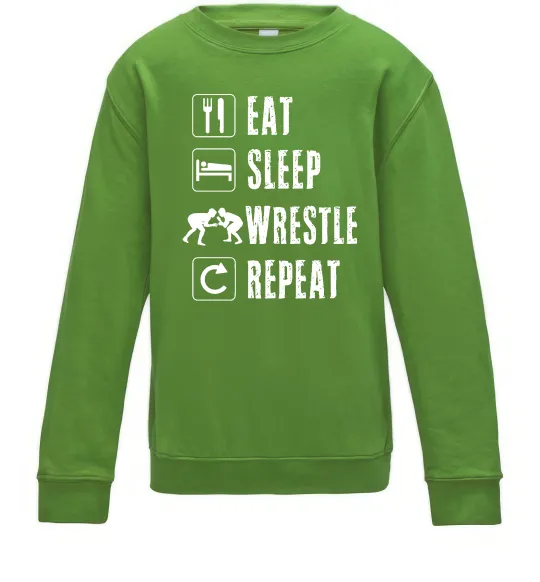 Детский Свитшот Eat Sleep Wrestle Лаймовый фото
