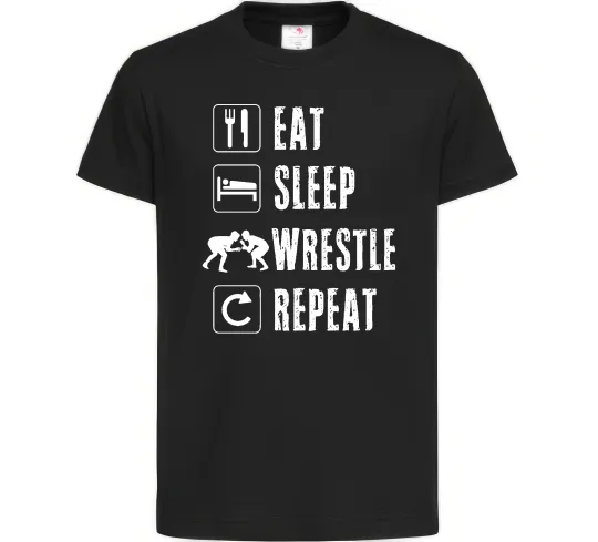 Детская футболка Eat Sleep Wrestle Черный фото
