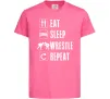 Детская футболка Eat Sleep Wrestle Ярко-розовый фото