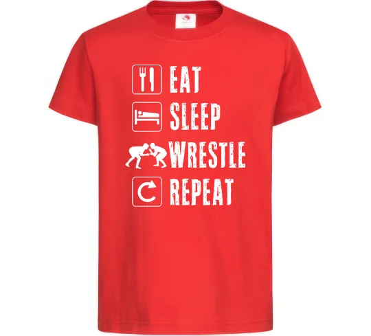 Детская футболка Eat Sleep Wrestle Красный фото