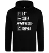 Мужская толстовка (худи) Eat Sleep Wrestle Черный фото