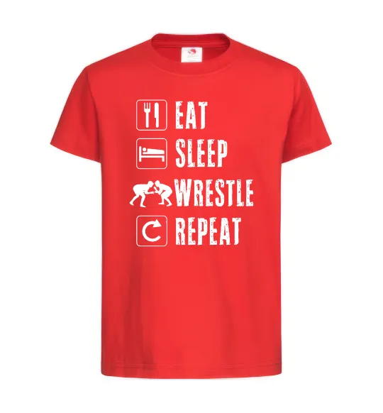 Дитяча футболка Eat Sleep Wrestle Червоний фото
