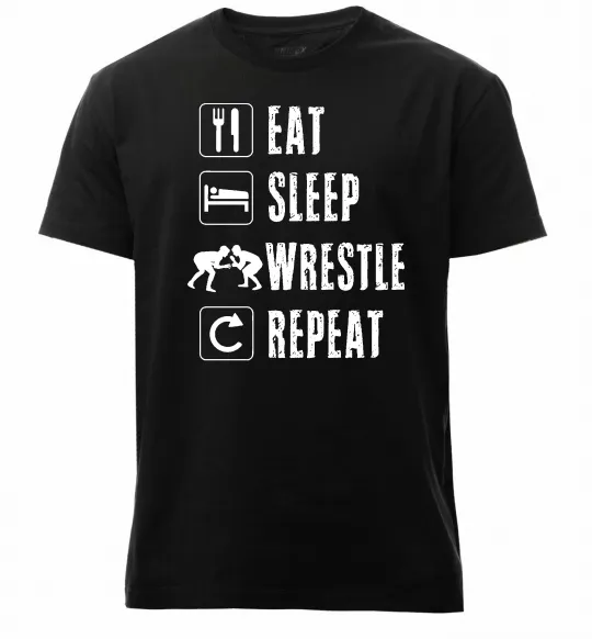 Мужская премиум футболка Eat Sleep Wrestle Черный фото