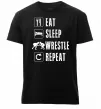 Мужская премиум футболка Eat Sleep Wrestle Черный фото