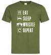 Мужская футболка Eat Sleep Wrestle Оливковый фото