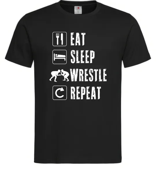 Мужская футболка Eat Sleep Wrestle Черный фото
