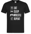 Мужская футболка Eat Sleep Wrestle Черный фото