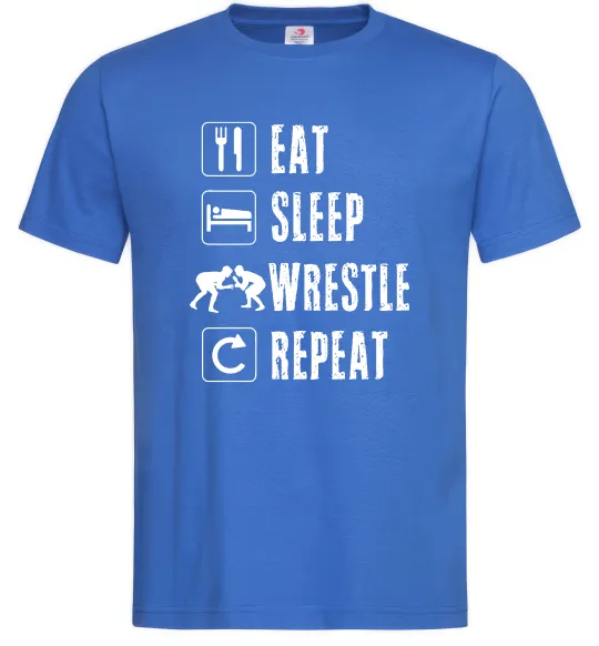 Мужская футболка Eat Sleep Wrestle Ярко-синий фото