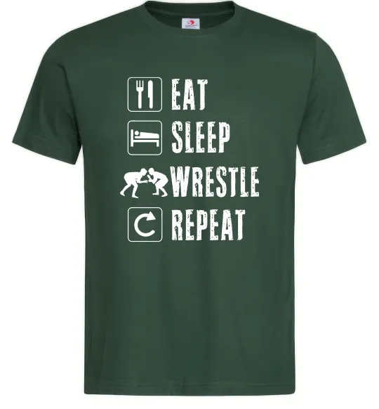 Мужская футболка Eat Sleep Wrestle Темно-зеленый фото