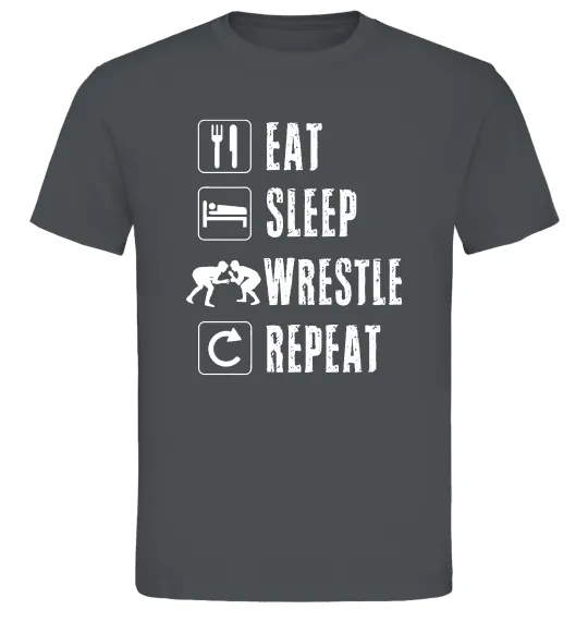 Мужская футболка Eat Sleep Wrestle Графит фото
