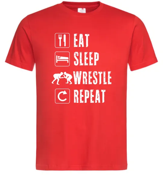 Мужская футболка Eat Sleep Wrestle Красный фото