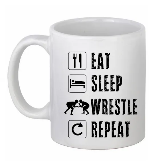 Чашка керамическая Eat Sleep Wrestle Белый фото