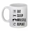 Чашка керамическая Eat Sleep Wrestle Белый фото