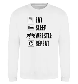 Свитшот Eat Sleep Wrestle Белый фото
