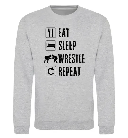Світшот Eat Sleep Wrestle Сірий меланж фото