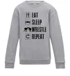 Детский Свитшот Eat Sleep Wrestle Серый меланж фото