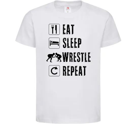 Детская футболка Eat Sleep Wrestle Белый фото