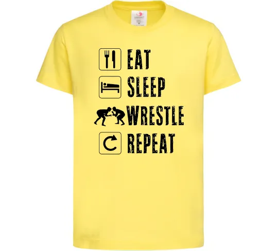 Детская футболка Eat Sleep Wrestle Лимонный фото