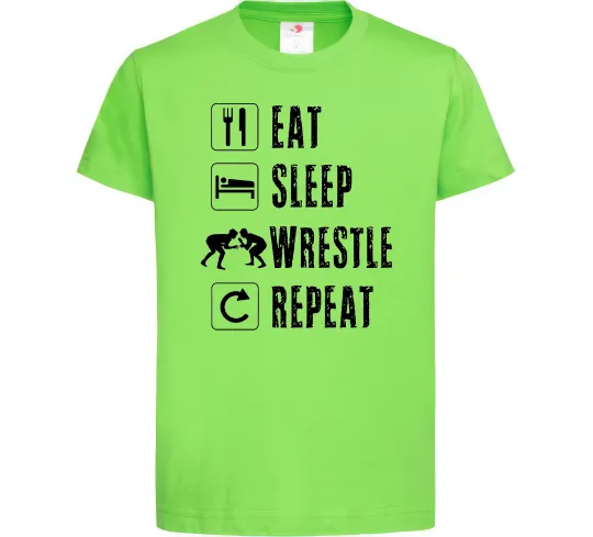Детская футболка Eat Sleep Wrestle Лаймовый фото