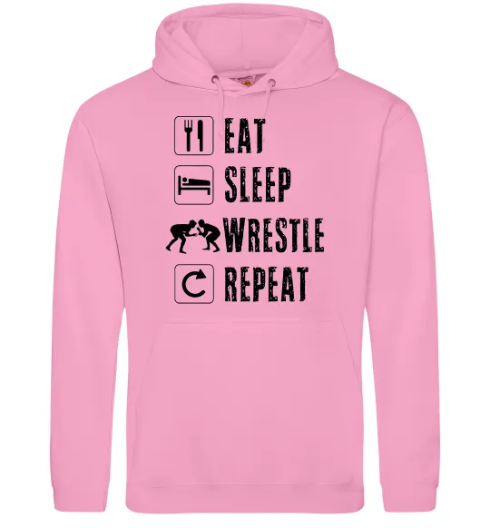 Мужская толстовка (худи) Eat Sleep Wrestle Розовый фото