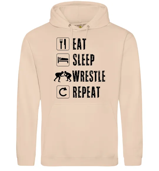 Мужская толстовка (худи) Eat Sleep Wrestle Песочный фото