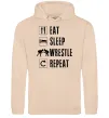 Мужская толстовка (худи) Eat Sleep Wrestle Песочный фото