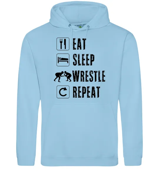 Мужская толстовка (худи) Eat Sleep Wrestle Голубой фото
