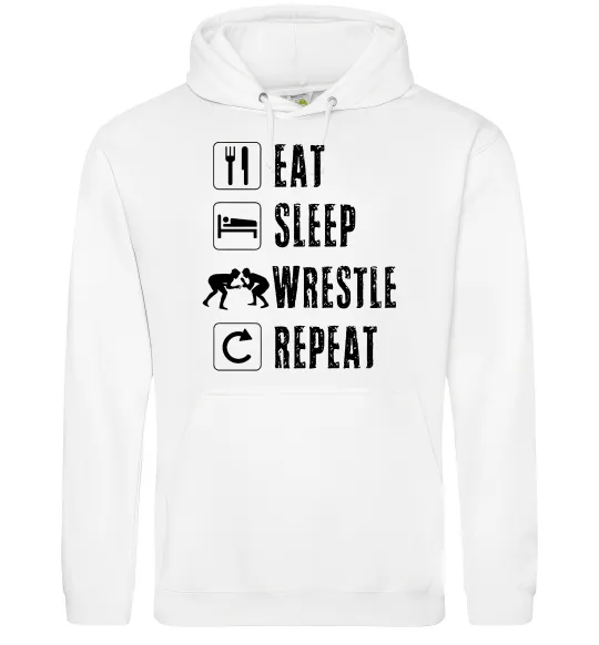 Женская толстовка (худи) Eat Sleep Wrestle Белый фото