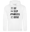 Женская толстовка (худи) Eat Sleep Wrestle Белый фото