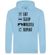 Женская толстовка (худи) Eat Sleep Wrestle Голубой фото