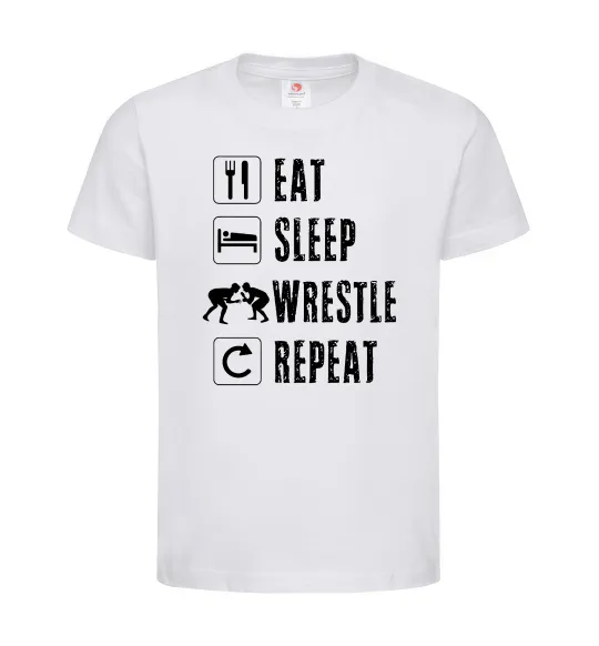 Дитяча футболка Eat Sleep Wrestle Білий фото