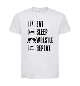Дитяча футболка Eat Sleep Wrestle Білий фото