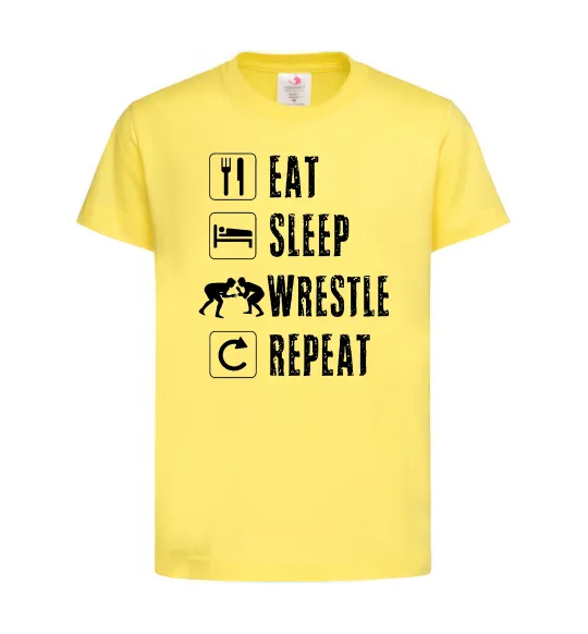 Дитяча футболка Eat Sleep Wrestle Лимонний фото
