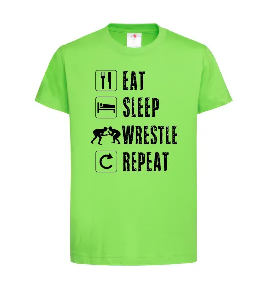 Дитяча футболка Eat Sleep Wrestle Лаймовий фото