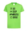 Дитяча футболка Eat Sleep Wrestle Лаймовий фото