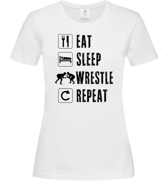 Женская футболка Eat Sleep Wrestle Белый фото